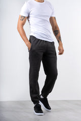 Mens Charcoal Basic Cuffed Joggers