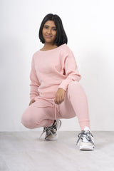 Pink loungewear knitted joggers and jumper set