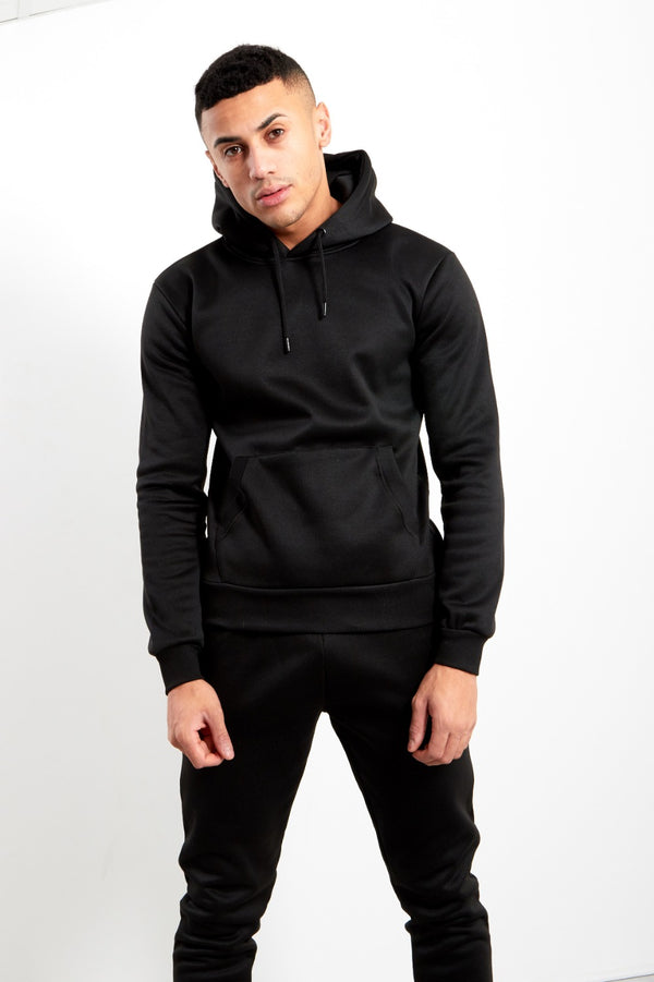 Mens Black Side Zip Detail Hooded Tracksuit