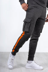 Charcoal Contrast Strap Cargo Tracksuit
