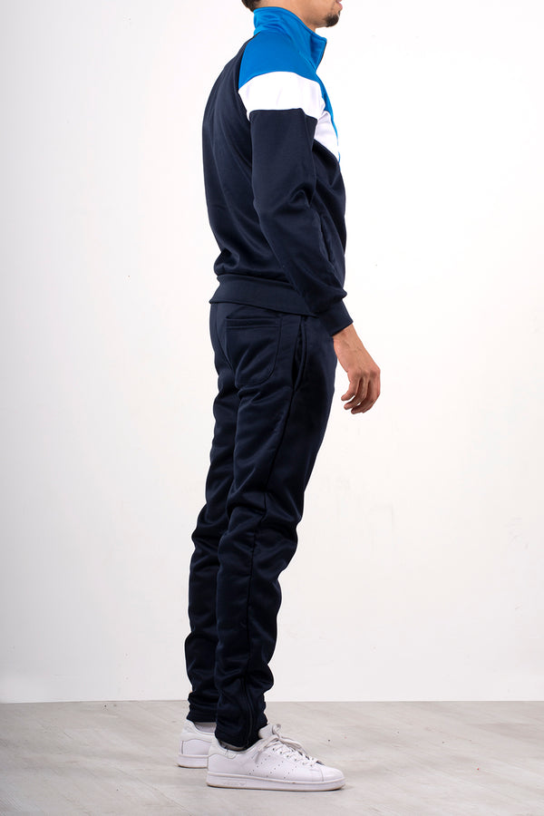 Mens Contrast navy and white stripe tracksuit