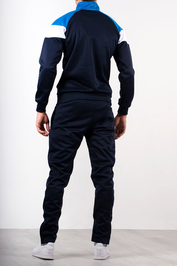 Mens Contrast navy and white stripe tracksuit