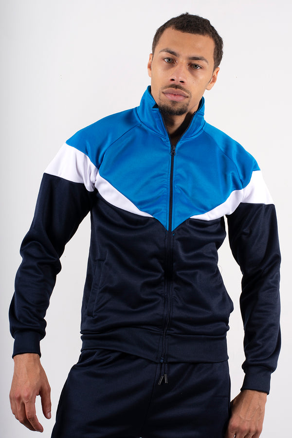 Mens Contrast navy and white stripe tracksuit
