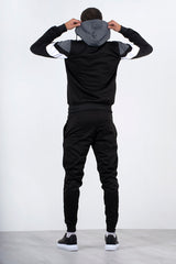 Mens Black Colourblock Chevron Hooded Tracksuit