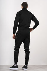 Mens Black Tracksuit With Reflective Piping Detail