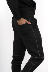 Mens Black Tracksuit With Reflective Piping Detail