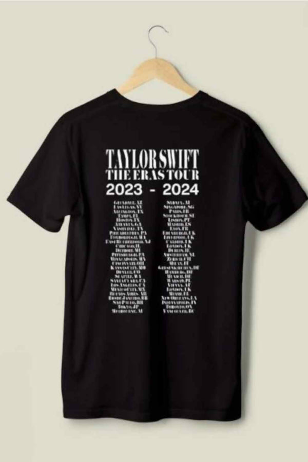 Black Taylor Eras Tour 2 Sided Print T-Shirt