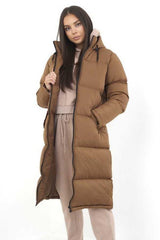 Toffee Longline Hooded Puffer Coat 