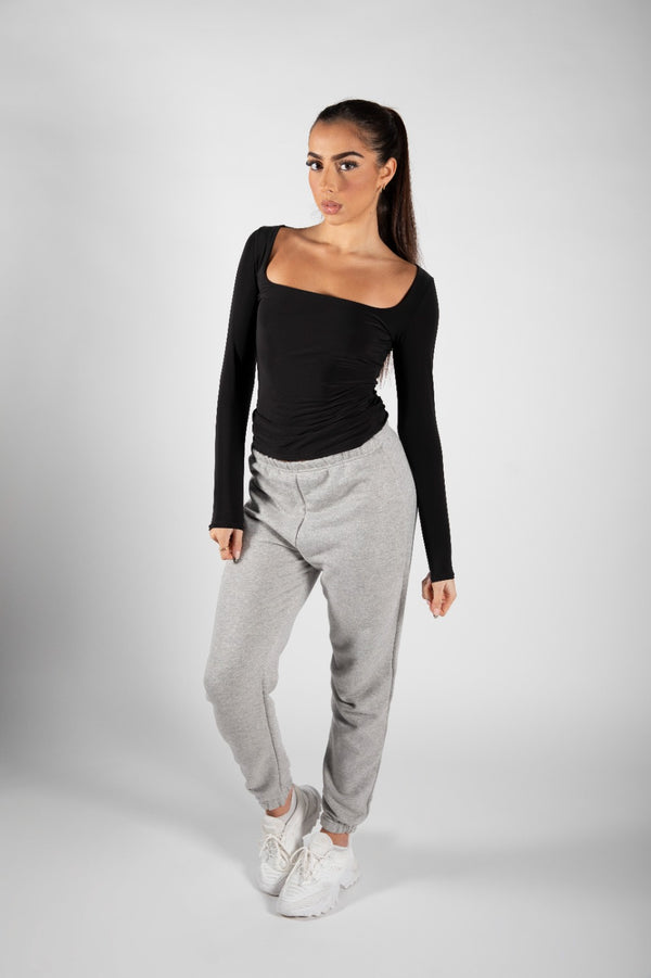 Black Slinky Square Neck Top