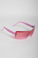 Pink Rhinestone Square Frame Sunglasses 