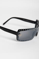 Black Rhinestone Square Frame Sunglasses