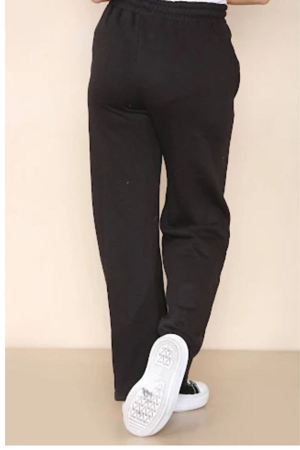 Black Fleece Lined Seem Straight Leg Trouser