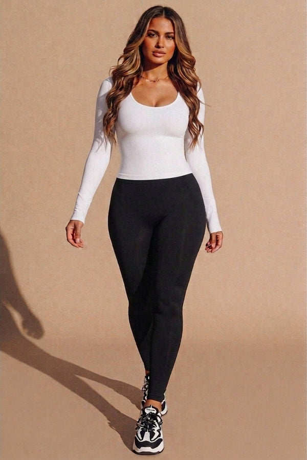 Black Soft Fleece High Rise Leggings – Lily