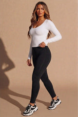 Black Soft Fleece High Rise Leggings – Lily