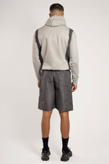 Mens Grey Panel Detail Zip Hoodie and Shorts Set- Yina