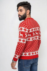 Men's Red Fair Isle Reindeer Christmas Knit Jumper - William