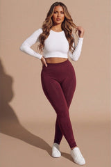 Wine Soft Fleece High Rise Leggings – Lily