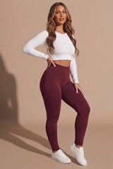 Wine Soft Fleece High Rise Leggings – Lily
