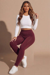 Wine Soft Fleece High Rise Leggings – Lily