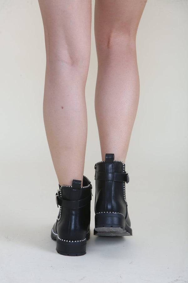 Black Studded Ankle Chelsea Boots