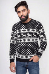 Men's Black Fair Isle Reindeer Christmas Knit Jumper - William