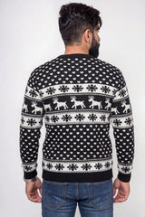Men's Black Fair Isle Reindeer Christmas Knit Jumper - William