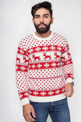 Men's Cream Fair Isle Reindeer Christmas Knit Jumper - William