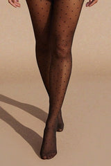 Black Polka Dot Sheer Mesh Tights- Ava