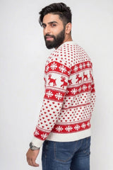 Men's Cream Fair Isle Reindeer Christmas Knit Jumper - William