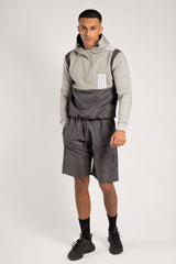 Mens Grey Panel Detail Zip Hoodie and Shorts Set- Yina