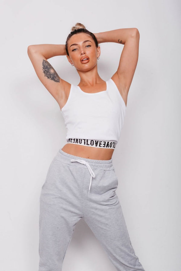 Dusty Pink Love Tape Trim Crop Vest