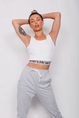 Dusty Pink Love Tape Trim Crop Vest