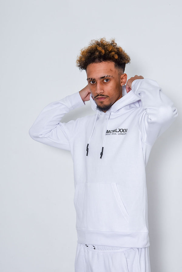 Men Printed White Hoodie And Short Tracksuit