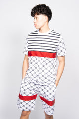 White Printed Short Sleeve Top and Shorts 