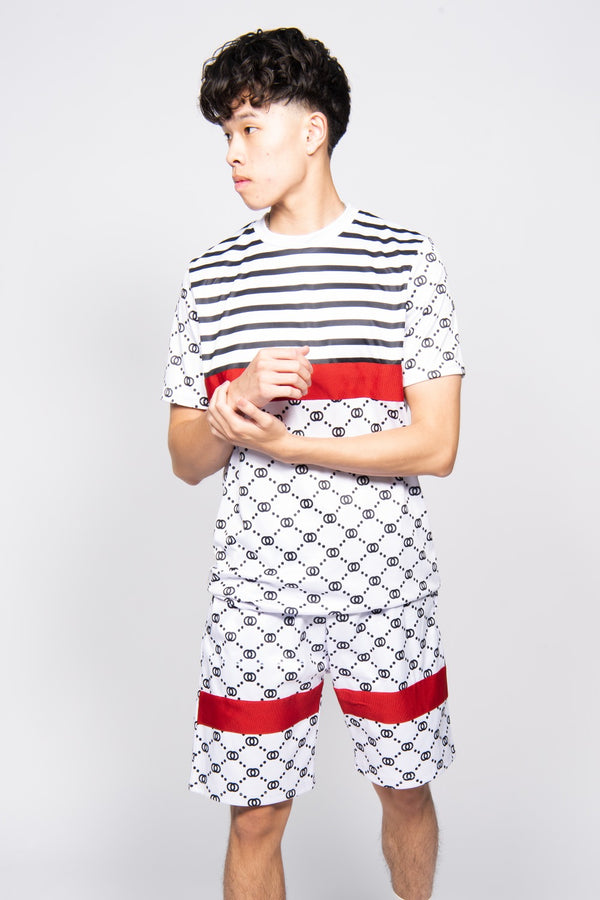 White Printed Short Sleeve Top and Shorts 