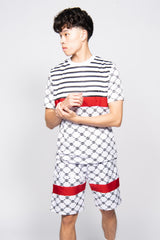 White Printed Short Sleeve Top and Shorts 