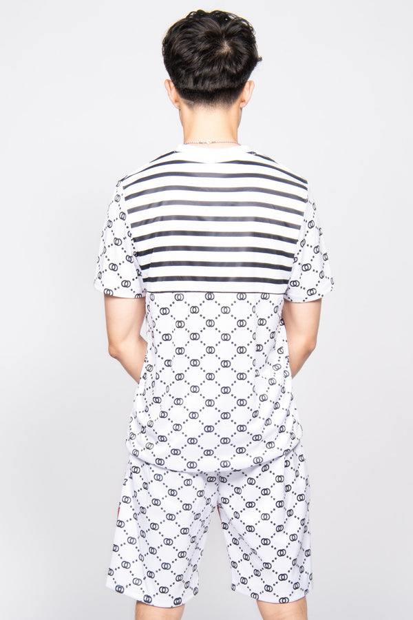 White Printed Short Sleeve Top and Shorts 