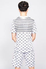 White Printed Short Sleeve Top and Shorts 