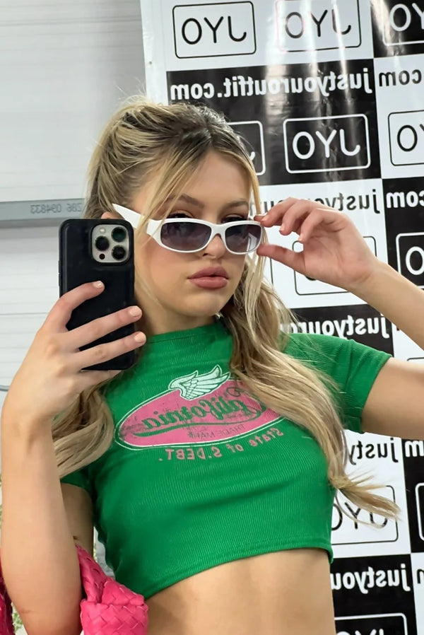 White Y2K Chunky Square Sunglasses