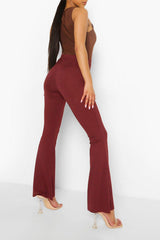 Wine Basic Ribbed Flares