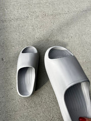 Grey Rubber Ribbed Sole Sliders