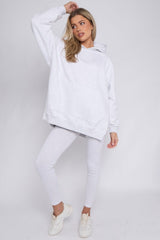 Bleach Grey Oversized Split Sides Hoodie and Leggings Suit