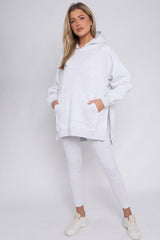 Bleach Grey Oversized Split Sides Hoodie and Leggings Suit