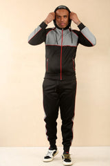 Black With Grey Cross Panel Full-Zip Tracksuit