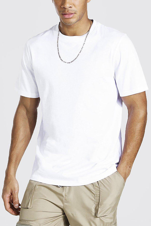 Mens White Basic Crew Neck T-Shirt