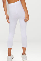 White Basic Cropped Jersey Leggings