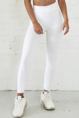 White Basic Wet Look Seamless Leggings