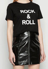 Black Rock And Roll Slogan T-shirt