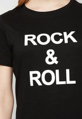 Black Rock And Roll Slogan T-shirt
