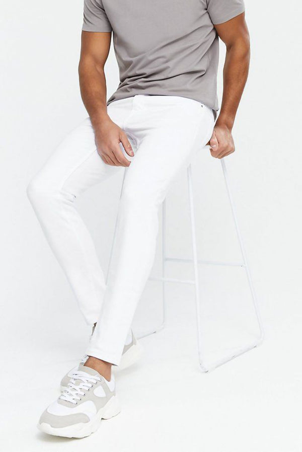 Mens White Washed Comfortable And Breathable  Skinny Fit Jeans